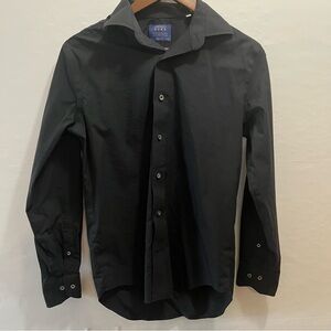 Lorenzo Uomo Performance Stretch Trim Fit Black Men's Dress Shirt 16.5 32/33